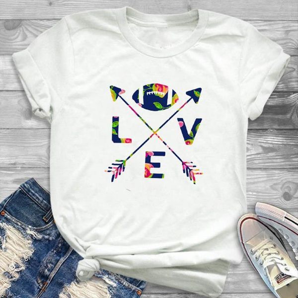 

love arrow printed short sleeve womens t shirt tee clothes graphic, White