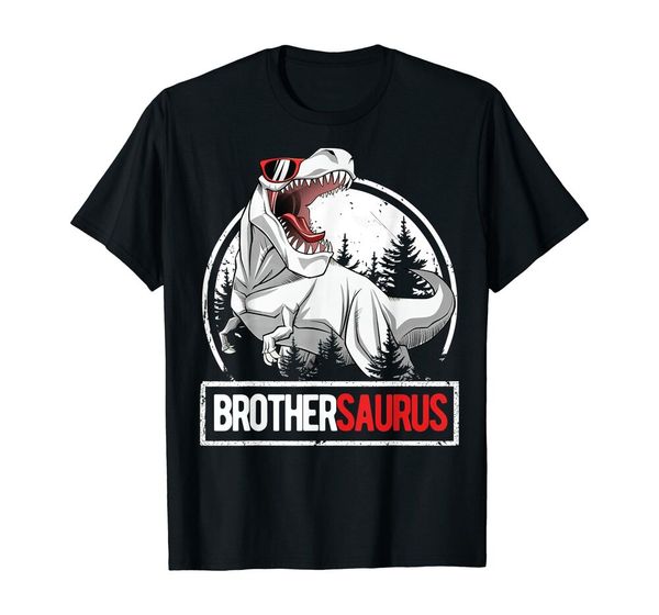 

brothersaurus rex birthday party dinosaur brother t-shirt black s-5xl, White;black