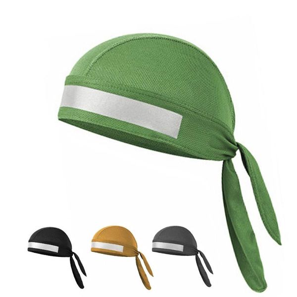 

quick dry pure color cycling cap with refelctive tape head scarf men running riding bandana pirate hat hood headband caps & masks, Black