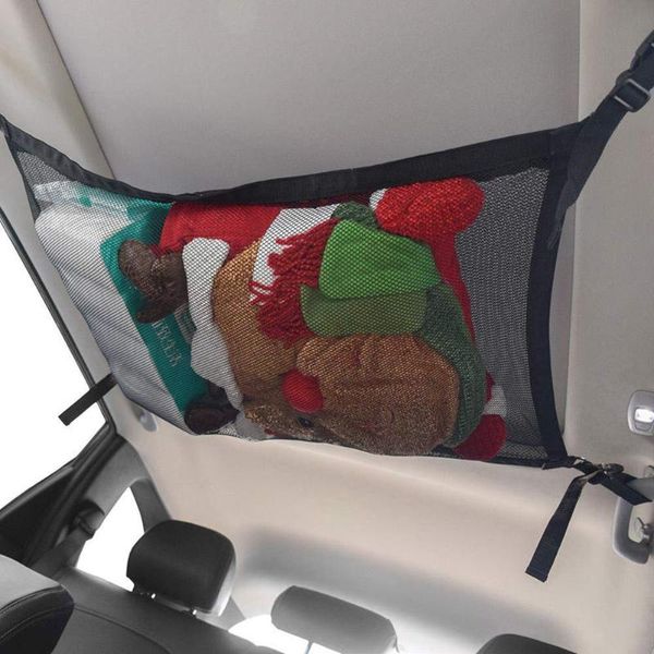 

car organizer portable the universal ceiling roof interior mesh pocket cargo net zipper storage bag stowing tidying