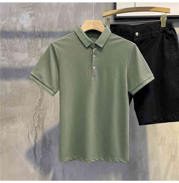 

multicolor sculpted button slimming polo shirt lapel fashion version shirt men's casual trendy joker simple short sleeves, White;black