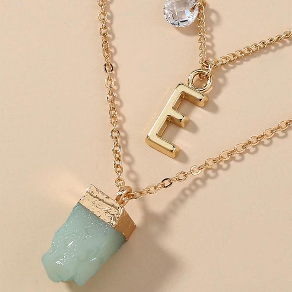 

pendant necklaces letter e imitation natural stone necklace for women wholesale trend jewelry, Silver