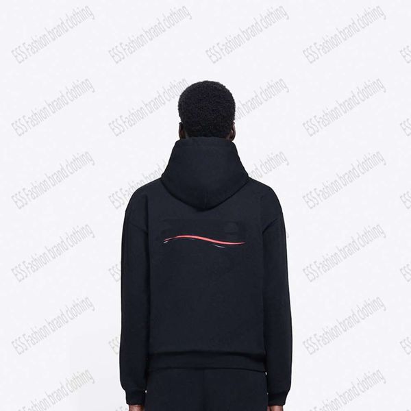 

21ss designer fashion brand men's printed cotton hoodie, Black