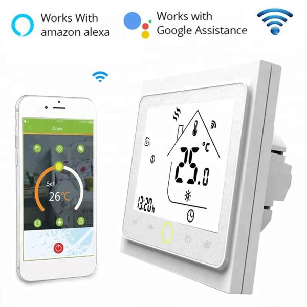 

smart home control wifi thermostat voice voor water/elektrische vloerverwarming water/gas boiler werkt met alexa google thuis