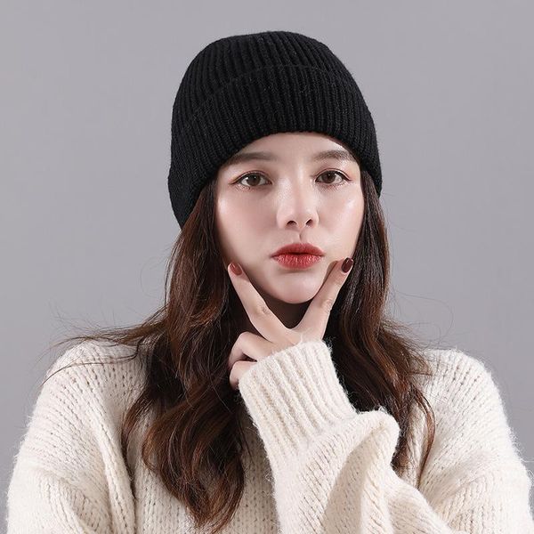

beanies fashion stretch women's beanie knit hats thick warm winter solid color soft