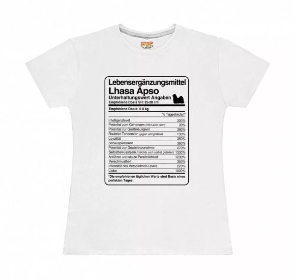 

t-shirt womens dose lhasa apso lives supplements dog dog motif, White;black