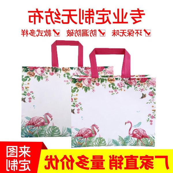 

bag, flat aviary bag non-woven and canvas tote three-dimensional custom-made foldable shopping flamingo uojub