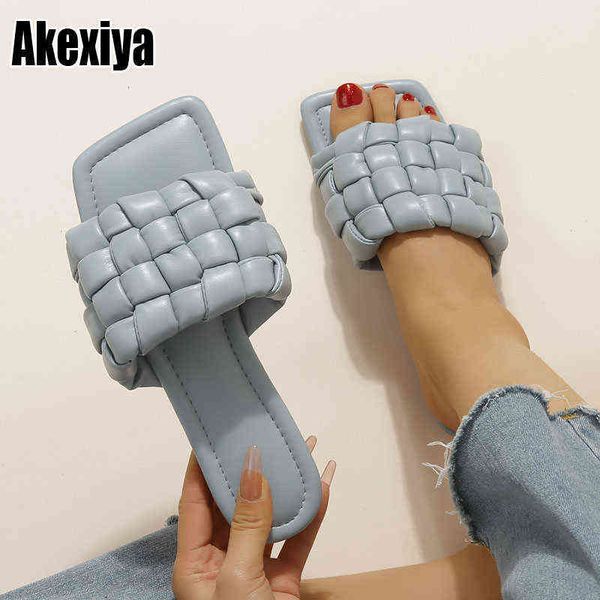 

slippers fashion female women flat weave slides sandal ladies house outdoor beach lady shoes woman flip flops 220304, Black