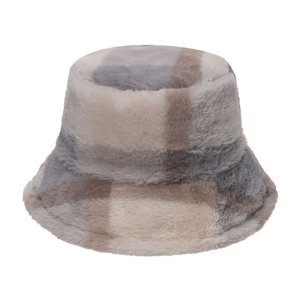 

fashion designers caps on autumn and winter plaid fisherman hat korean rabbit hair plush travel warm all-matching chi fashion busket outdoor, Blue;gray