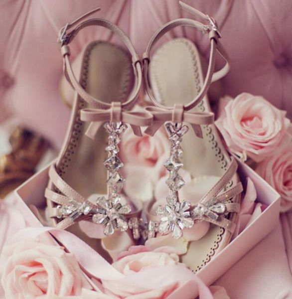 

wedding flats bride flat bridal bow knote mary jane shoes peep toe women ladies rhinestone pink chunky sandals elegant luxury, Black