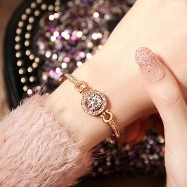 

link, chain zircon bracelet bracelets on hand women jewelry accessories for girlfriends girls cuffs and luxury gifts decoration, Black