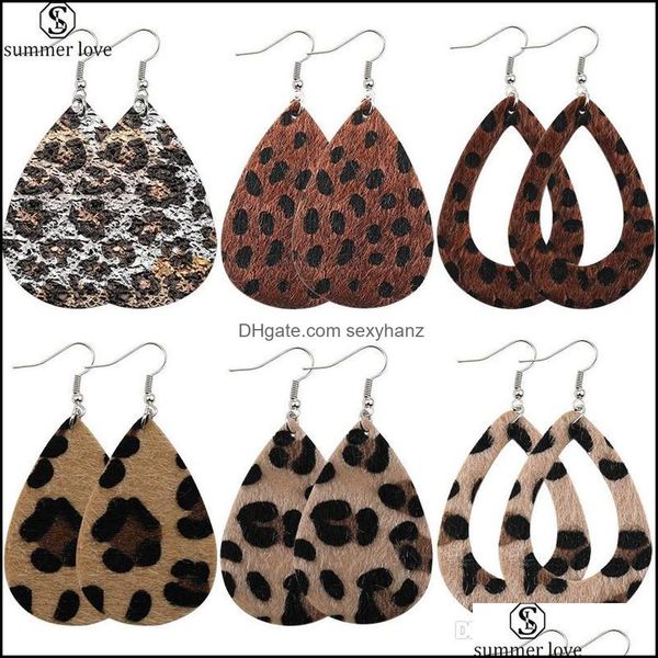 

dangle & chandelier earrings jewelry fahmi selling classic imitated leopard skin big water drop bohemia statement teardrop leather delivery, Silver