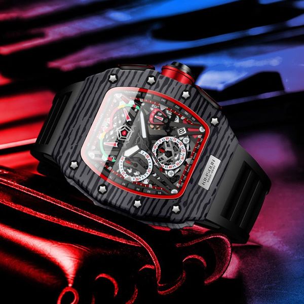 

wristwatches brand kimsdun men's watch luxury cool trend quartz chronograph male clock waterproof sports wrist, Slivery;brown