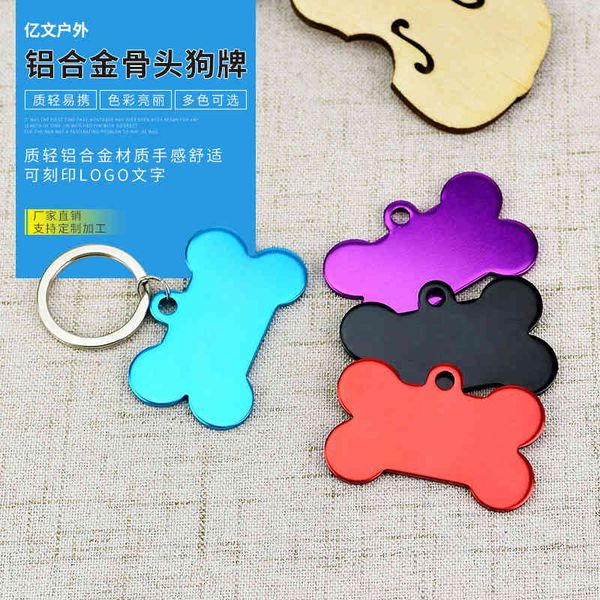 

fashion aluminum alloy bone dog tag multicolor optional metal pet tag key chain backpack hanging decoration