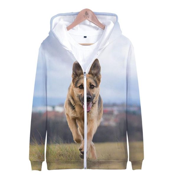 

men's hoodies & sweatshirts german shepherd 3d zipper men/women fashion print hoody casual top, Black