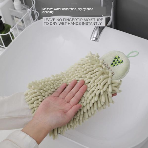 

cleaning cloths trendy hand towel soft chenille highly absorbent hygienic quick drying hanging ball for bathroom kitchen beige