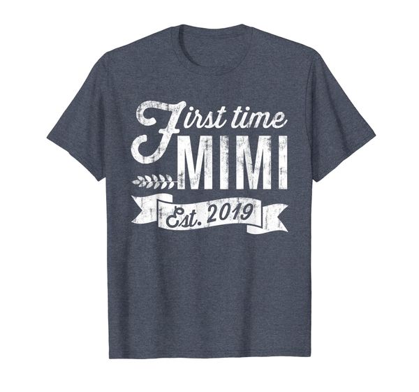 

first time mimi est. 2019 new grandma to be t-shirt, White;black