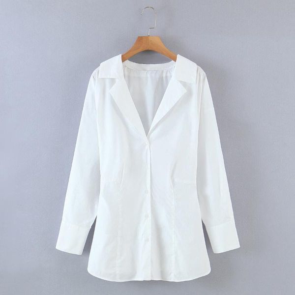 

women's blouses & shirts jcÂ·kilig spring 2021 women'stemperament versatile lapel long sleeves poplin shirt 2087, White