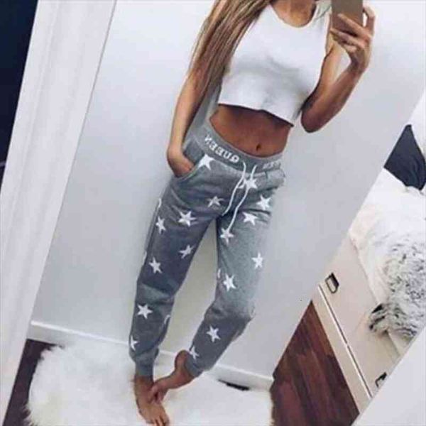 

joggers women hipped star print legging sweatpants slacks joggers summer trousers drawstring pockets woman pants, Black;white