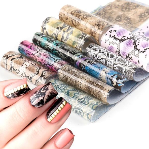 

50pcs or 10pcs nail art film sticker snake lace pattern transfer foil starry paper wraps gel polish accessories nf17951, Black