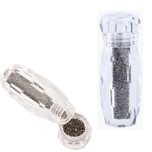 

colors nail beads crystal 0.6-0.8mm iridescent mini round micro pixie caviar two-tone art glass1, Silver;gold