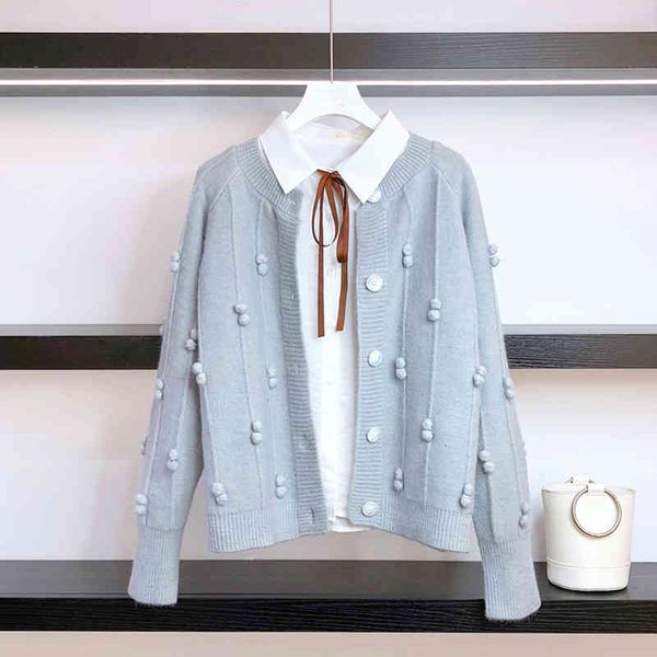 

women's sweaters saleqi autumn mesh women's cardigan fashion of stuffed ball the neck sweater casual jacket long sleeve jumpers wp, White;black