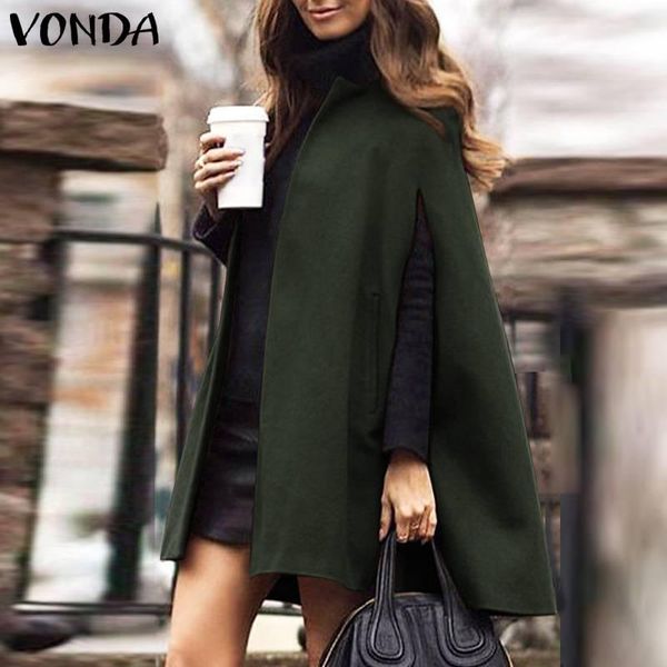 

plus size cape coats casual open front solid 2021 female jackets women ol office coat streetwear women's, Black;brown