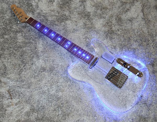 

good quality acrylic electric guitar with blue light