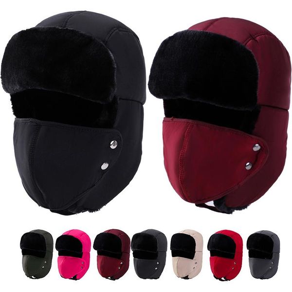 

outdoor hats men women's winter fleece sports windproof warm cap hiking cycling skiing fishing female male balaclava, Black;white