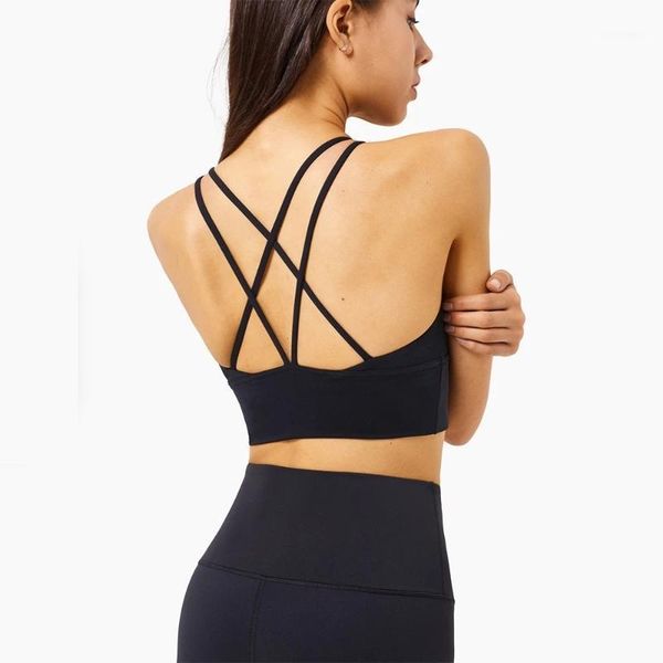 

yoga outfit sports bra lady breathable quick dry cross backsports bodybuilding bras 4 way stretch running crop tank
