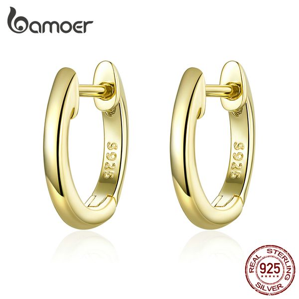 

bamoer tiny hoop earrings for women gold color 925 sterling silver small ear hoops female jewelry fashion bijoux brincos sce808, Golden