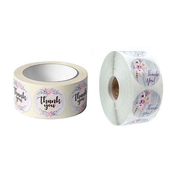 

gift wrap 500pcs/roll thank you stickers stamp tags handmade scrapbooking packaging seal