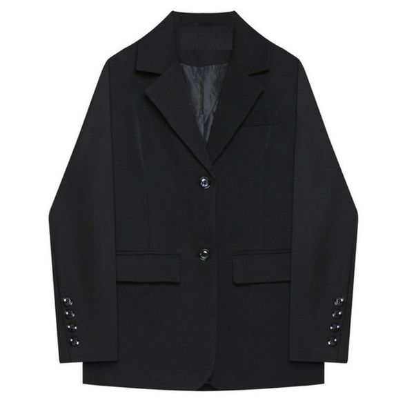 

women's suits & blazers 2021 spring autumn women fashion long sleeve solid office lady single breasted casual pocket suit loose jacket, White;black