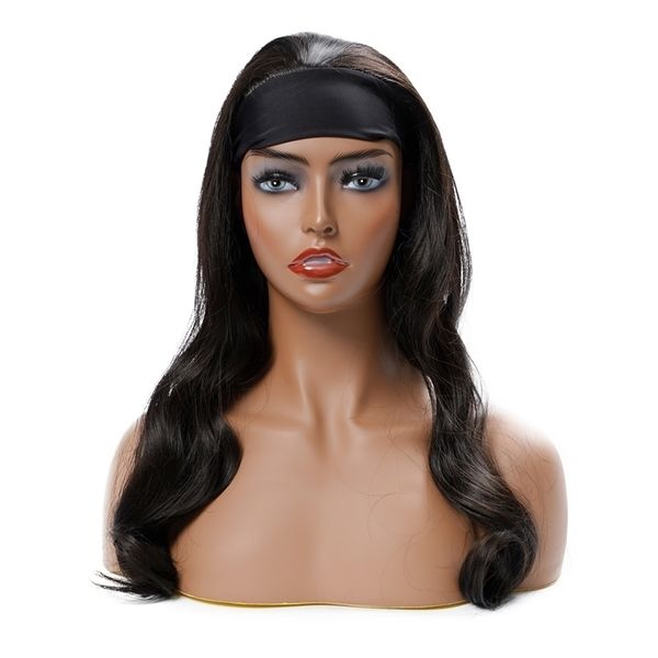 

big hair long curly wave headband headcover, Black