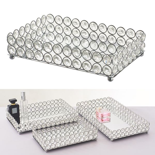 

crystal makeup organizer mirrored crystal vanity tray decorative for perfum jewelry makeup bathroom organizer