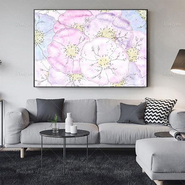 

paintings modern nordic pale pink flowers plant watercolor wall art canvas painting home decor posters and prints pictures for living room
