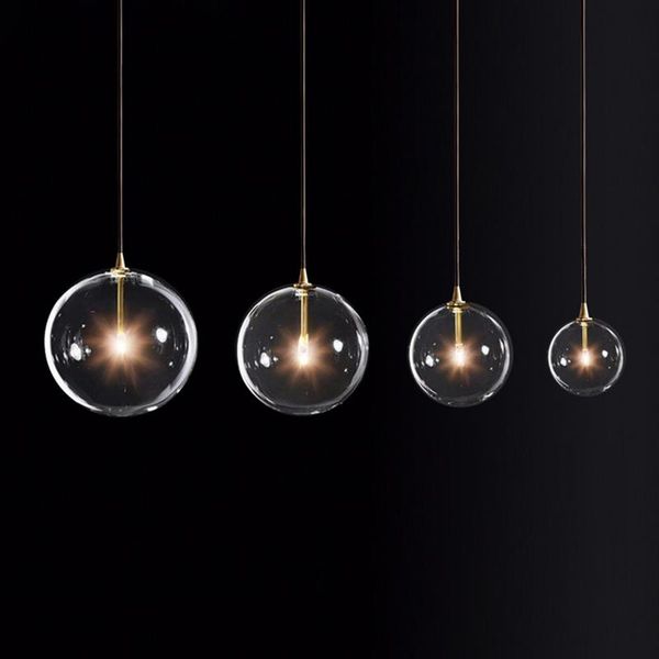 

light clear glass globe led g4 modern luminaires pendant lights simple nordic gold metal hanging lamp dining room droplight lamps