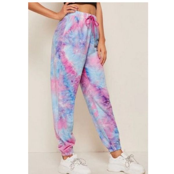 

pants women neon long baggy pants women sweatpants loose autumn streetwear drawstring waist pocket tie dyed sports trousers 210422, Black;gray