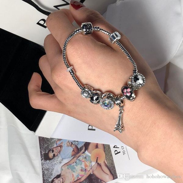 

dora luxury women bracelet designer jewelry strands ladies bracelets beaded snake chain brand charm alloy diamond original box, Black