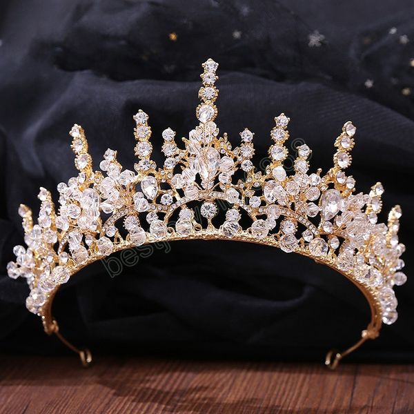 

wedding tiaras crown for women pearl crystal rhinestone headwear princess queen diadem bridal hair accessories jewlery, White;golden