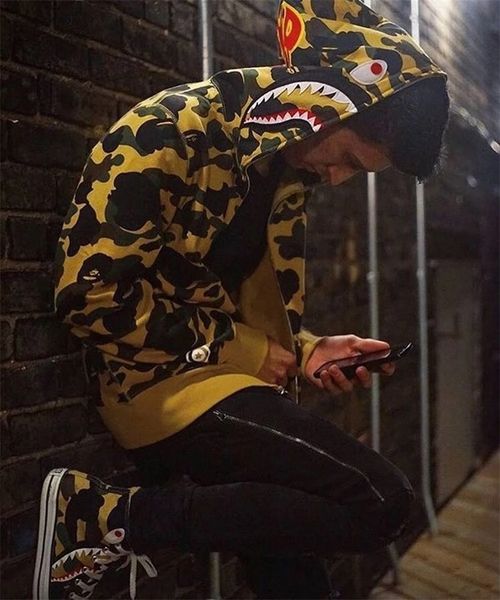 

hoodies spring / summer 2018 fashion brand camouflage embroidered letters men's women's lovers' coats sweaters, Black