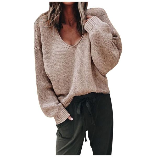 

women's sweaters winter fashion v-neck solid warm loose sweater daily comfortable long sleeve lightweight casual pullovers, White;black