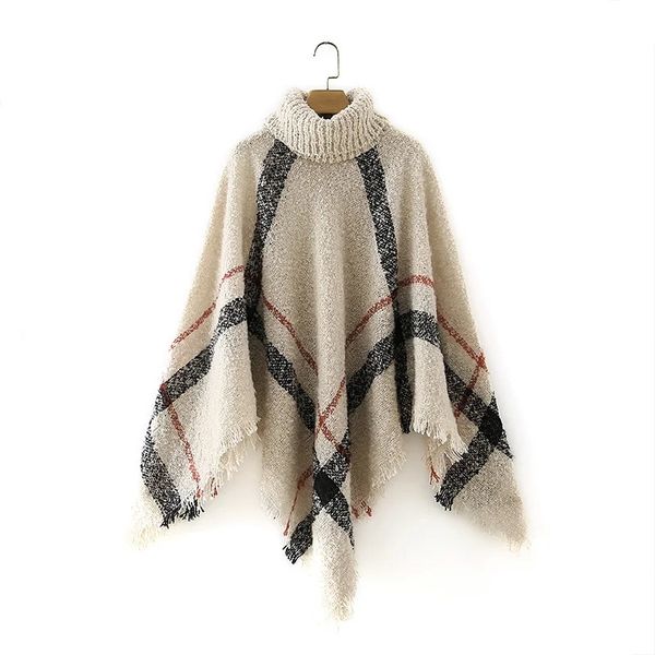 

women fashion stripe shawl poncho female spring autumn za warm knitted long sleeve coat jacket cape elegant pullover 210521, Black