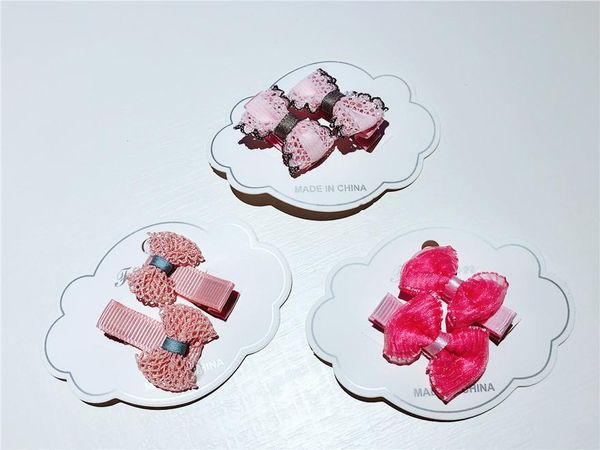 

10pairs boutique cute hair bow hairpins solid mini bowknot bowtie clips princess headwear fashion accessories, Slivery;white