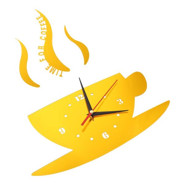 

wall clocks 1pc acrylic coffee cup clock home exquisite frameless sticker
