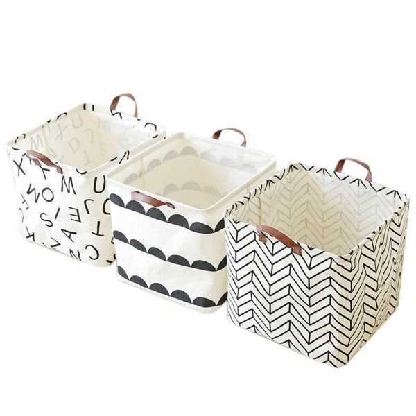 

storage baskets 3pcs waterproof foldable basket cotton linen laundry toy debris bucket