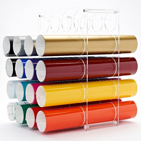 

hooks & rails 20 hole roll holder high capacity lightweight sturdy acrylic storage for craft organizer rack