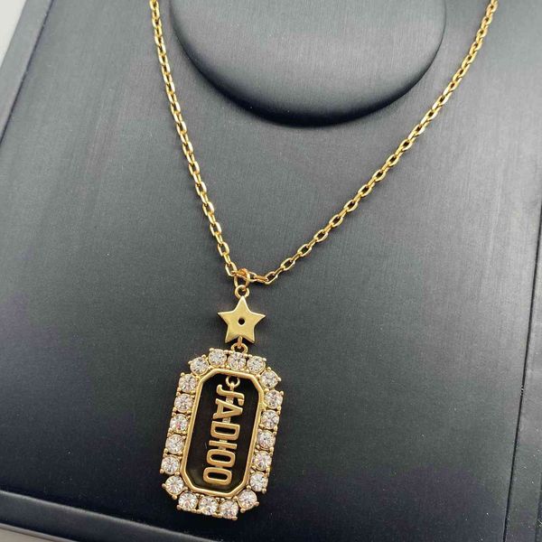 

high version star letter brand necklace, Black