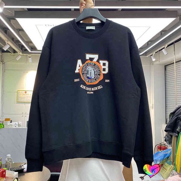 

badge mark ader men's women's hoodies, sportswear, embroidered crew neck, z-point, blue,, Black