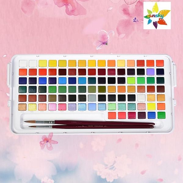 

solid watercolor 96 color,bright personalized packaging ,limited gift box set,with horse hair brush sets